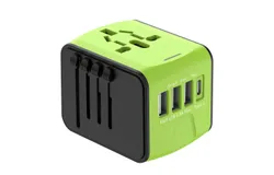 International Travel Adapter Universal Power Adapter Worldwide All in One 4 USB with Electrical Plug Perfect for European US&comma; EU&comma; UK&comma; AU 200 Countries -green