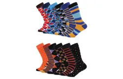 Mio Marino Men&apos;s Retro Collection Dress Socks 6 Pack-Cool Collection-13-15