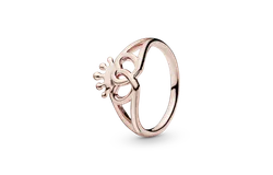 Anillo Pandora Corazones Entrelazados Y Corona 14K 187685 &vert; Baño De Oro 14K &vert; Joyería De Lujo Para Mujer &vert; Ideal Para Regalo Elegante &vert; Compatible Con Charms Pandora