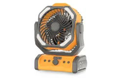 Portable Rechargeable Camping Fan - 20000mAh Cordless Battery Powered Fan with LED Lantern&comma; Remote Auto Oscillating USB C Table Battery Operated Tent Fan for Travel Outdoor Beach&comma;black&sol;yellow