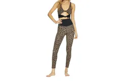 Beach Riot Reverse Leopard High Rise Yoga Athletic Leggings In Brown