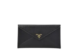 Prada Black Vitello Move Leather Long Envelope Wallet