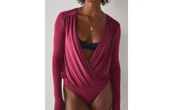 Free People Turnt Bodysuit In Deep Pink