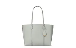Tory Burch Perry Pebbled Leather Gray Tote Handbag