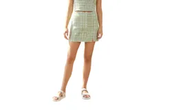 Lucy Paris Dionne Mini Skirt Tweed In Green