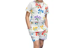 Abril Flores Mil Girls Side Pocket Shorts In Tulips