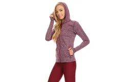 Women&apos;s Seamless Full Zipper Jacket with Hoodie and Thumb Holes