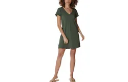 Bobi V-Neck Dress In Basil Green