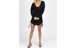 Mable Knit Scoop Back Mini Dress In Black