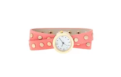 Pink Round Studded Wrap Watch