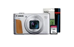 Canon PowerShot SX740 Digital Camera Silver with Replacement Battery &plus; 32GB Card