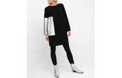 Ozai N Ku Boat Neck Dress In Black&comma; Silver