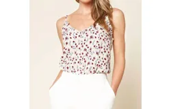 Sugarlips Brookside Floral Print Ruffle Cami In Cream Multi