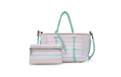 Jen & Co&period; Coralia Mini Neoprene Bag In Multi Stripe