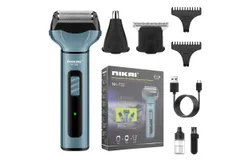 Men&apos;s electric shaver&comma; home hair clippers nose hair cutter 3 in 1 set&comma; double mesh beard cutter waterproof and drop-proof