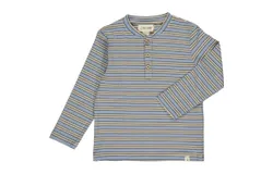 Me & Henry Boy&apos;s Adams Ribbed Henley Top In Blue & Tan Stripe