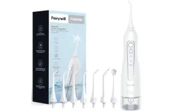 Fairywill Water Dental Flosser Teeth Pick&colon; Portable Cordless Oral Irrigator &comma;7 Replacement Heads 5020E -White