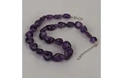 Raw Amethyst Beads Necklace For Women In Silver February Birthstone Necklace Gift For Mom