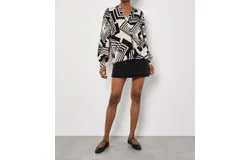 Apricot Graphic Squares Shirt In Sand&sol;black