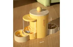 Pet Automatic Waterer Large Capacity Feeder Drinking & Feeding Combo Designed for Cats and Small & Medium Dogs Food Grade Material Water & Food Separation -yellow