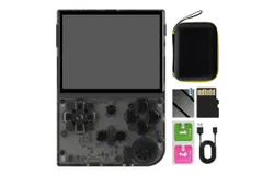 RG35XX  New Updated Version Retro Handheld Game Console&comma; 3&period;5 Inch IPS Screen Built-in 5500 Games Linux System&comma; Support Gamepad and HDMI TV Output &lpar;Transparent Black&comma; with Portable Bag&rpar;
