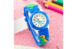 Fashion 3D cartoon dinosaur children's watch for boys and girls waterproof digital watch trendy quartz watch-blue