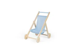 Tidlo Cochecito para muñecas de madera&comma; asiento con lunares en color azul pastel&comma; accesorios para muñecas