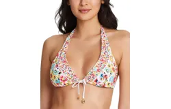 Bleu Rod Beattie Printed Triangle Bikini Top In Flower Hour
