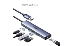 Ugreen USB2&period;0&ast;4&plus;Type-C Aluminum alloy braid 0&period;15m