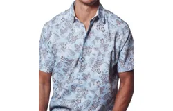 Fundamental Coast Bondi Luau Button Down Short Sleeve Shirt In Sky Blue