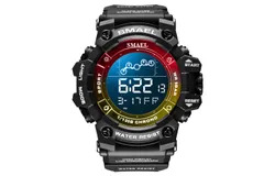 SMAEL 8082 electronic watch student sports large dial waterproof multi-function single display electronic watch-black and red