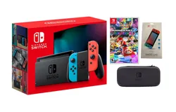 Nintendo Switch Neon Bundle With Accessories and Mario Kart 8 Deluxe Game