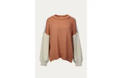 Bestto Slouchy Colorblock Knit Sweater In Multi Clay