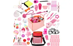 65 Pcs Puppy Supplies Starter Kit Small Dog Essentials Includes Dog Leash&comma; Toys&comma; Bowl&comma; Brushes&comma; Water Bottles&comma; Dog Blankets Puppy Accessories for New Dogs Welcome Gift Supplies &lpar;Pink&comma;Cute&rpar;