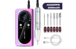 Electric 45000RPM Nail Drill Machine Rechargeable Portable Nail File Electric DIY Nail Drill Kit with Smart LCD Screen for Gel Nail Manicure and Pedicure Reflective Body etc&lpar;Purple&rpar;