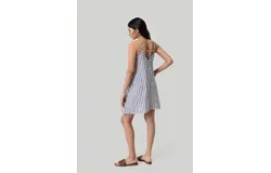 Short Tent Dress in Linen Stripes