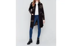 Charlie B Reversible Jacquard Cardigan In Black