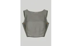 Boxy Crop Top in Dark Green