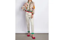 Tricot Chic Beige & Green Pant In Khaki 420