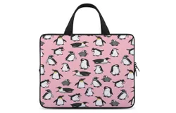 Cute Penguin Pattern &lpar;Pink Variant&rpar; Laptop Bag Women Man 10 12 13 15 17 Inch Office Notebook Travel Computer Handbag Waterproof Bag Notebook Cover