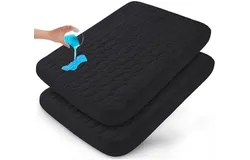 Pack and Play Sheets Fitted Quilted Waterproof Protector&comma; 2 Pack Playard Mattress Pad Compatible with Graco Pack n Play&comma; Mattress Cover fits for Baby Playpen Mattress&comma; Mini Crib&comma; Black