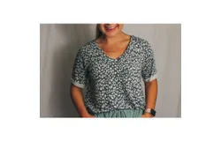 Jodifl Leopard Print V-Neck Tee In Dark Grey