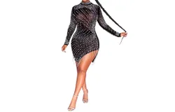 Western F&period;a&period;s&period;h&period;i&period;o&period;n Highly Favored Sheer Rhinestone Mini Dress In Black