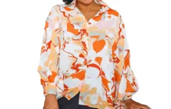 Qmp Moda Bloom Sleeve Floral Top In Orange