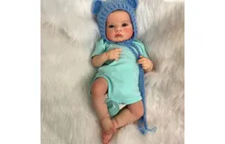 19inch Reborn Baby Doll Handmade Lifelike Reborn Loulou Awake Bebe 3D Painted Skin Hair Visible Veins Silicone Doll Gift