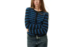 American Vintage Gilet Raxow Charbon Raye Sweater In Charcoal Striped Olympiade China