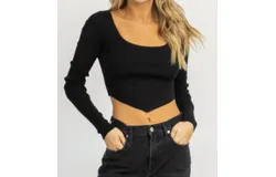 Emory Park Triangle Long Sleeve Crop Top In Black