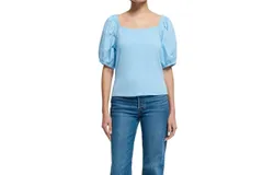 Nation Ltd Maya Puff Sleeve Top In Powder Blue