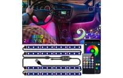 Car LED Strip Light&comma; Car Interior Lights&comma; LED Ambient Lighting Kit with 16 Million Colors Fiber Optic and Music Sync Rhythm&comma; USB Neon Light Car Accessories for Center Console and Dashboard&comma; Upgraded Version LXQ021 24-key Bluetooth APP 48 light USB