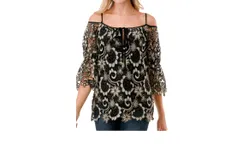 Vava Fleurette Top In Black Lace